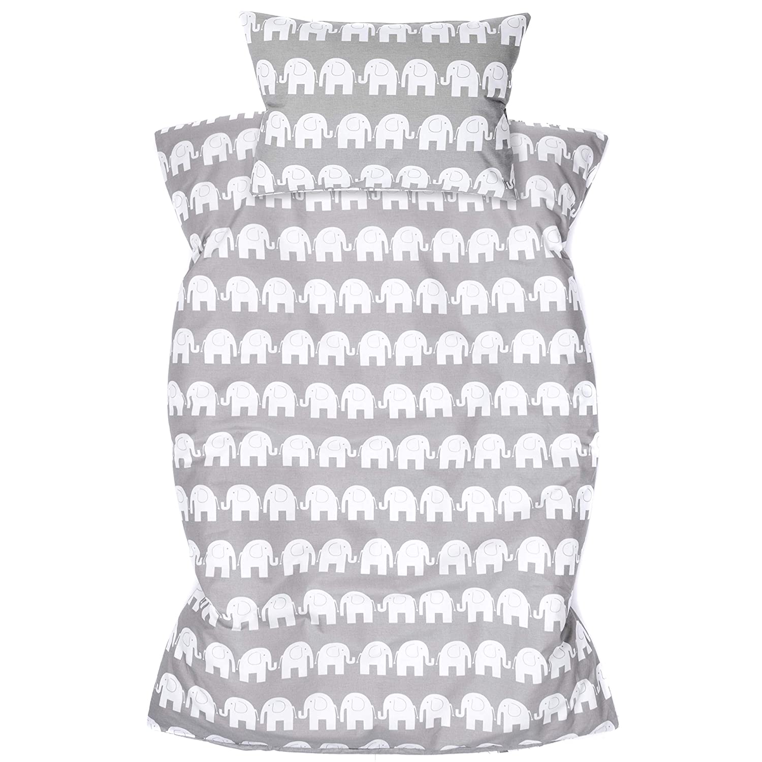 Ami Lian® Baby Bed Linen Grey Elephant Design Childrens Bed Linen 100 X 13