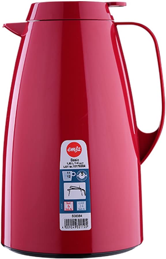 Emsa 508364 vacuum flask, thermos flask, 1.5l filling volume, coffee pot, quick tip closure, basic in dark red