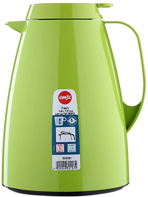 Emsa 508361 vacuum flask, thermos flask, 1l filling volume, coffee pot, quick tip closure, basic in light green