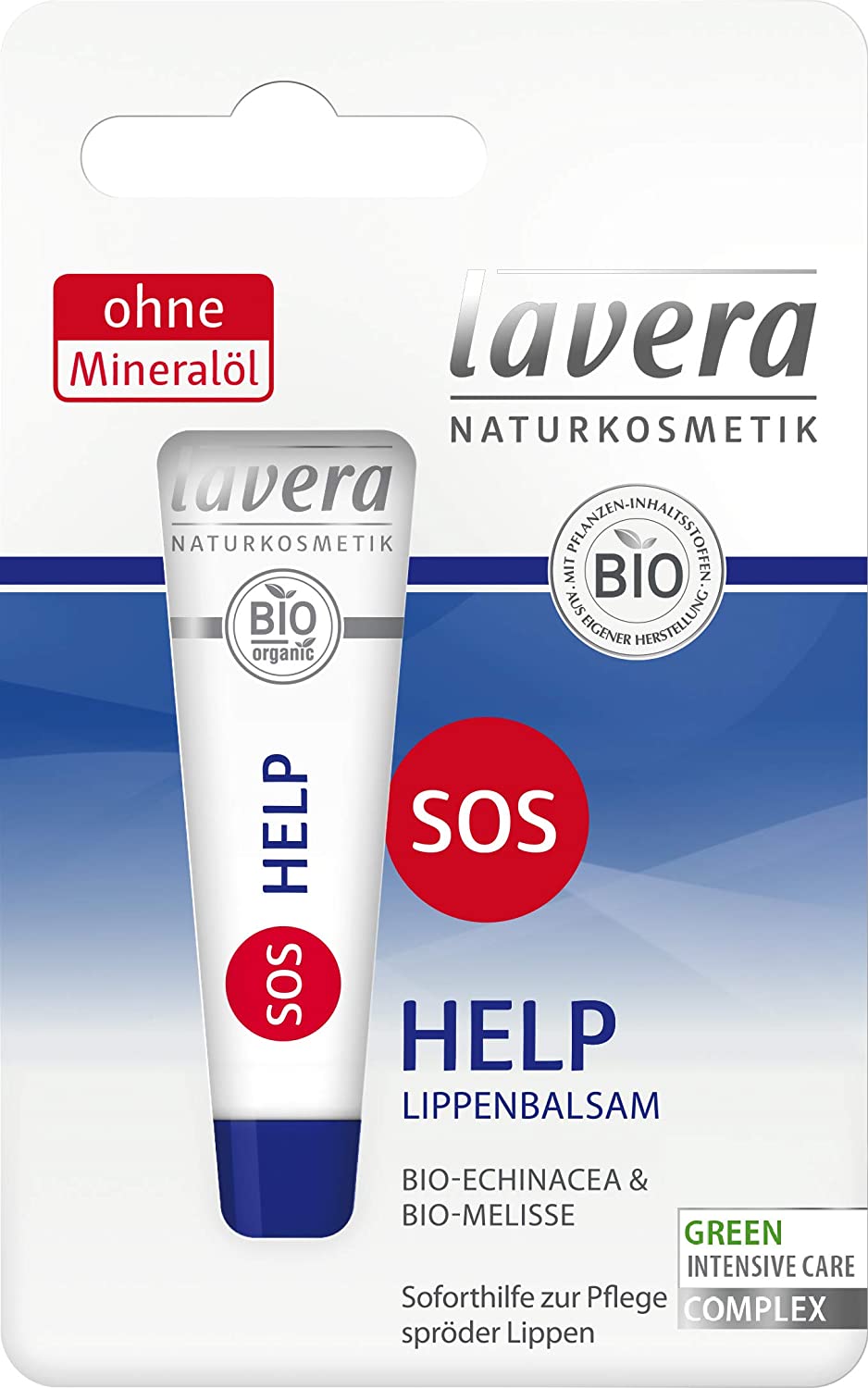 lavera SOS Help Lip Balm Organic Echinacea & Organic Melissa, 3 Pieces (3 x 8g)