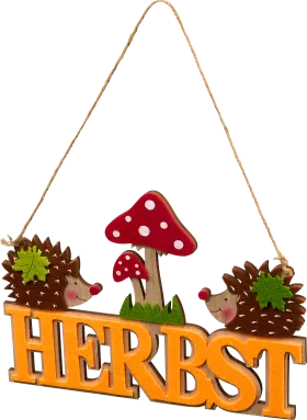 Decorate & set up wooden lettering "Autumn", hedgehogs & mushrooms, 1 piece