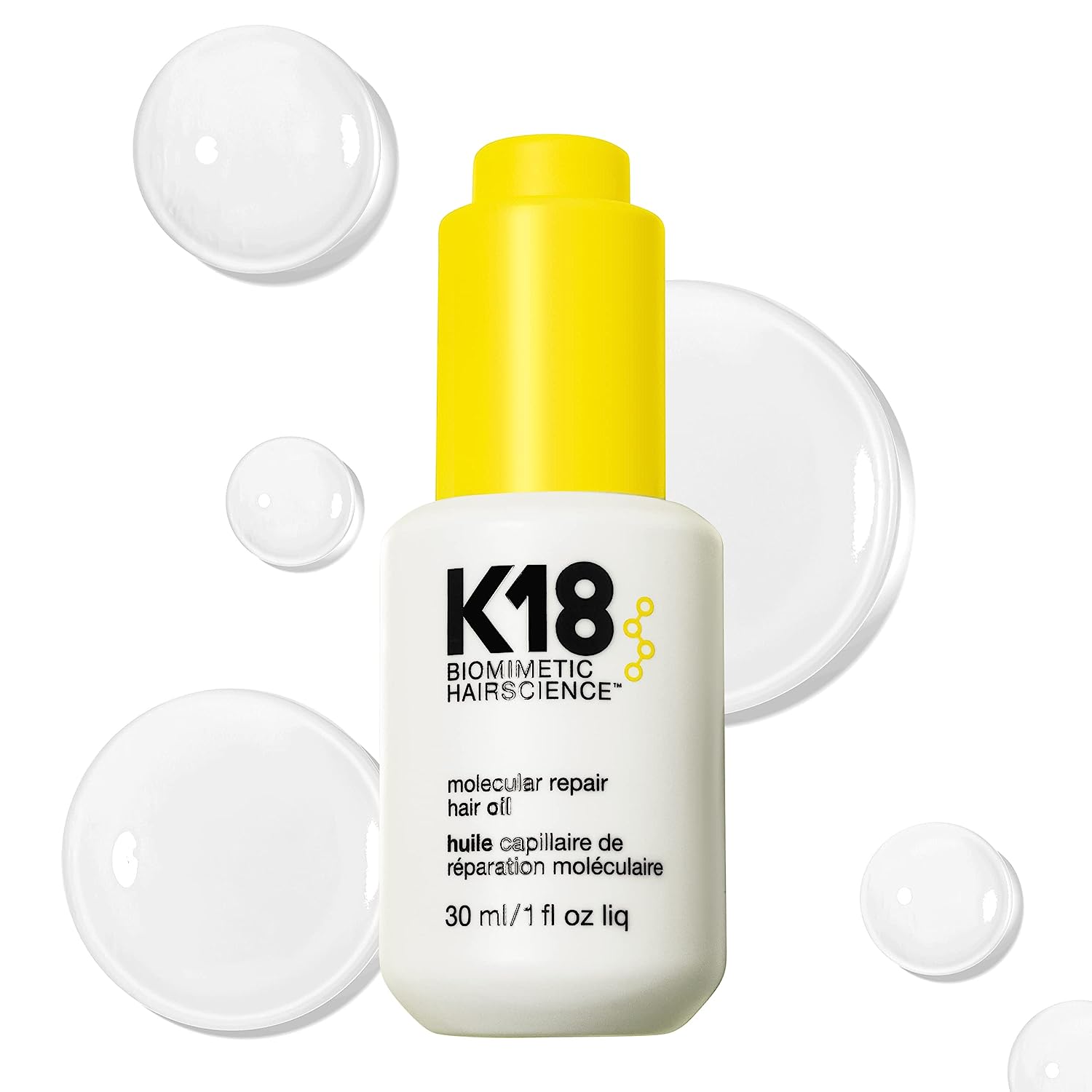 K18 Molecular Repair Hair Oil - Weightless Oil Strengthens, Repairs Damage, Reduces Frizz, Impoves Shine for All Hair Types - 30 ml