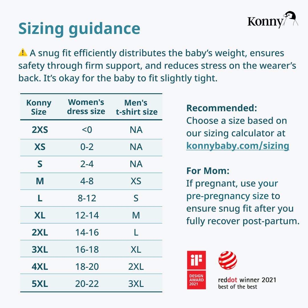 Konny Air Mesh Baby Carrier | Ultra Lightweight, Hassle-Free Baby Wrap | Newborns, Infants up to 20 kg Toddlers | Cool and Breathable Fabric | Useful Sleep Solution (Black, XL)