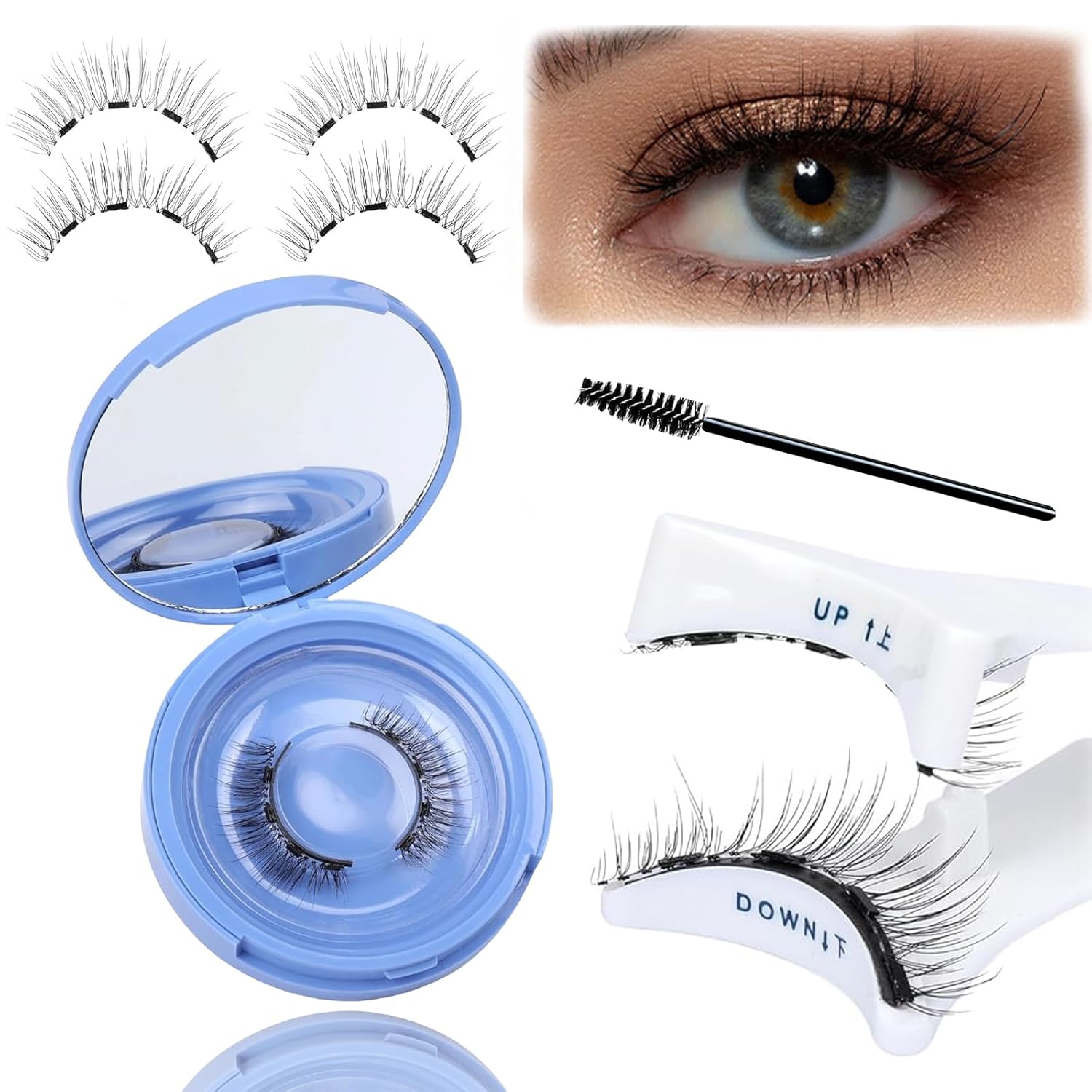 Eyelashes, Magnetic Eyelashes, Natural Look, Magnetic Eyelashes, Without Eyeliner, Without Glue, Magnetic Eyelashes with Pliers, Reusable, Waterproof Magnetic Eyeashes Set for Make-Up, Party