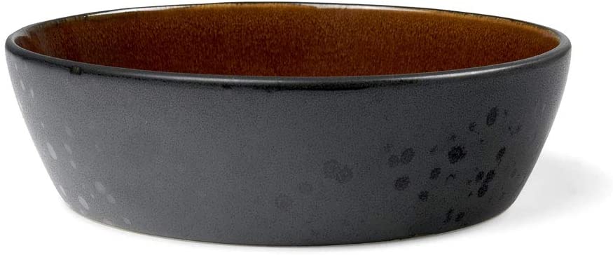 BITZ Soup Bowl, Stoneware Soup Bowl, 18 cm in Diameter, Black/Amber