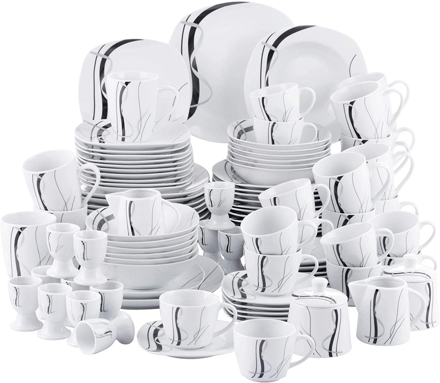 Veweet Porcelain Table Service Fiona 100-Piece Set, Combination Service I