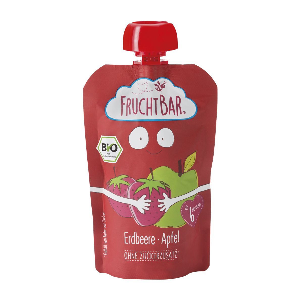 FruchtBar Bio Fruchtpüree Erdbeere-Apfel, im Quetschbeutel, 8x100g