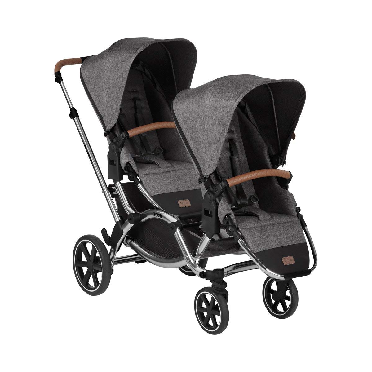 ABC Design Zoom Diamond Edition Sibling Pushchair - Twin and Sibling Pushchair for Newborns & Babies - 2 Children - Includes 2 x Buggy Sports Seat - Wheel Suspension & Air Chamber Wheels - Colour: Asphalt
