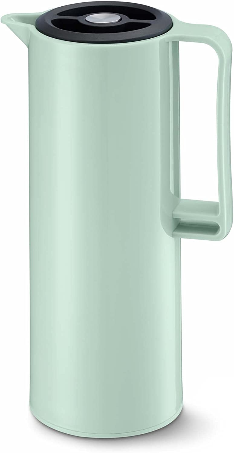Tchibo Insulated jug, double-walled glass insert, warm, plastic, 950 ml capacity, light green