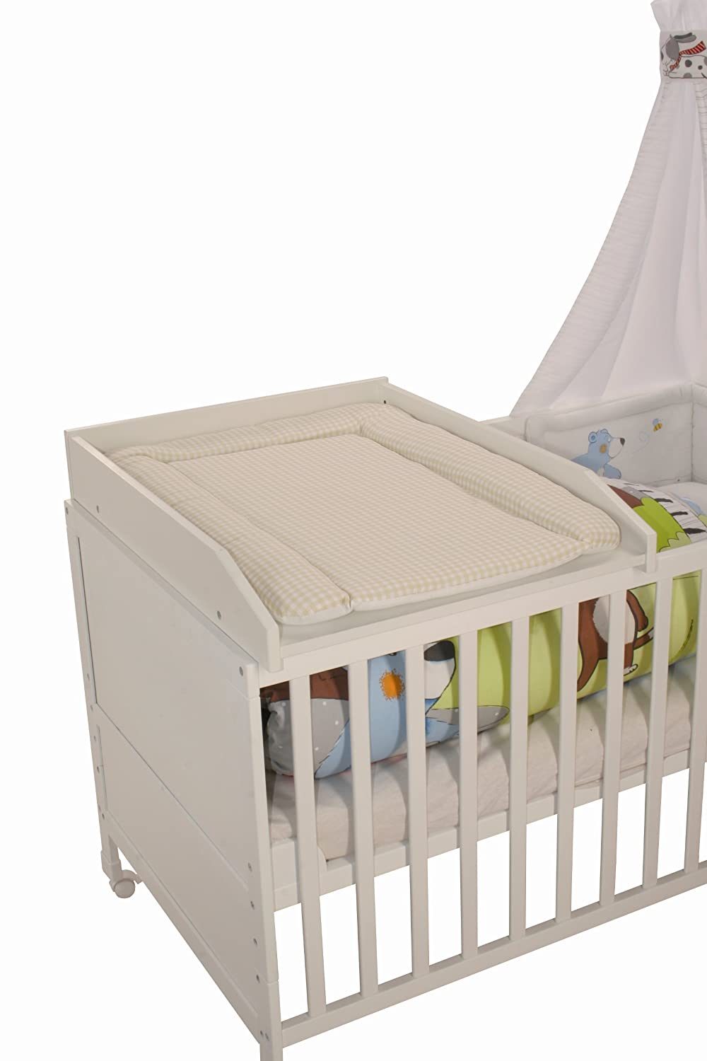 Roba baby changing table, white, including cushion, Adam and the Owl beige
