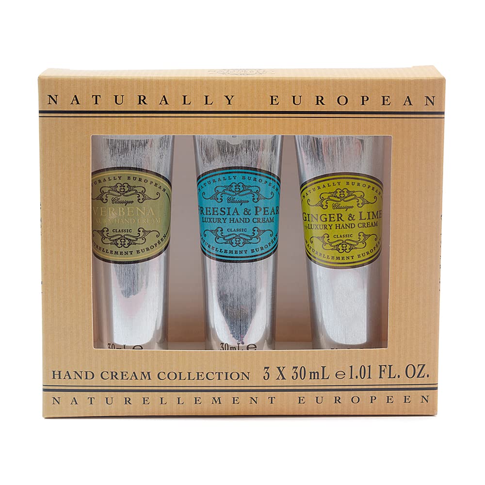 Naturally European Luxury Hand Cream Rose, Verbena, Ginger & Lime Moisturising Hand Cream Gift Set 3 x 30 ml | Hand Cream for Very Dry Hands, Gift Sets, Gift Set Women, Hand Cream Women