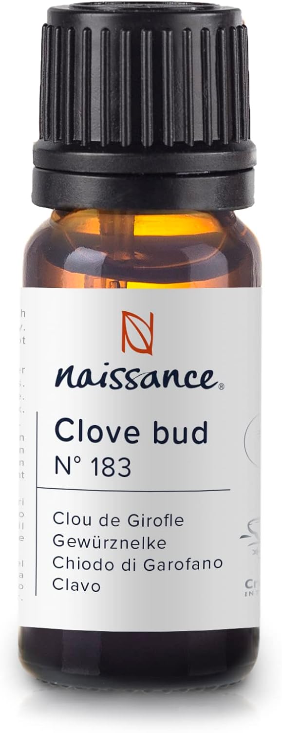 Naissance Spice Clove Essential Oil (No. 183), 10 ml, 100% Natural Pure Clove Oil (Carnation Oil) for Natural Cosmetics, Massage, Aromatherapy, Oil Burner, Fragrance Oil for Aroma Diffuser