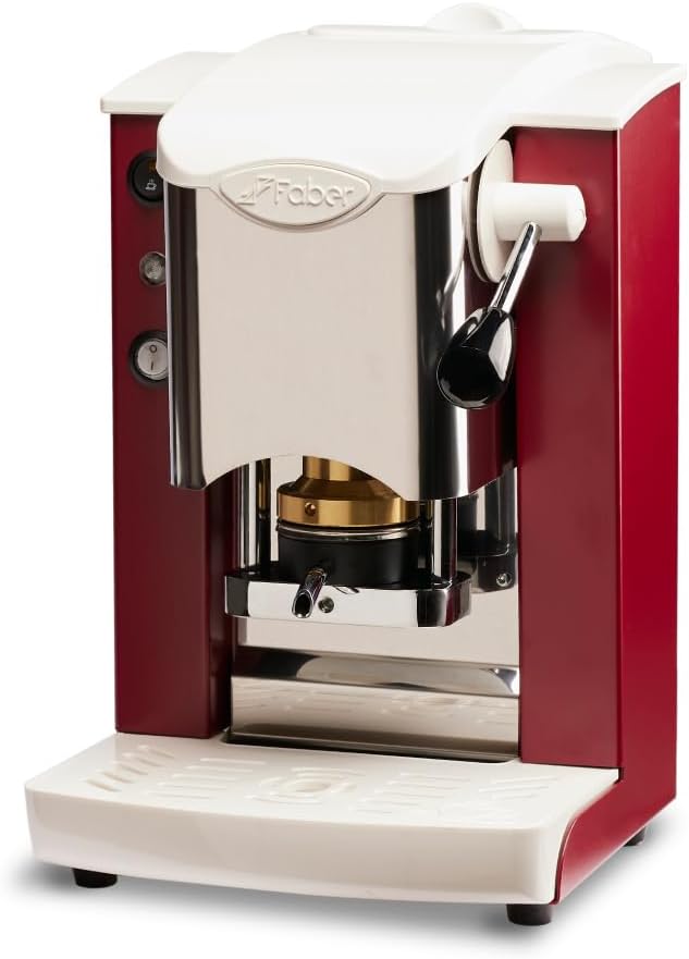 FABER COFFEE MACHINES | Stainless Steel Slot Model | 44mm Coffee Machine | Color Burgundy Plastic White | Brass Padding Press