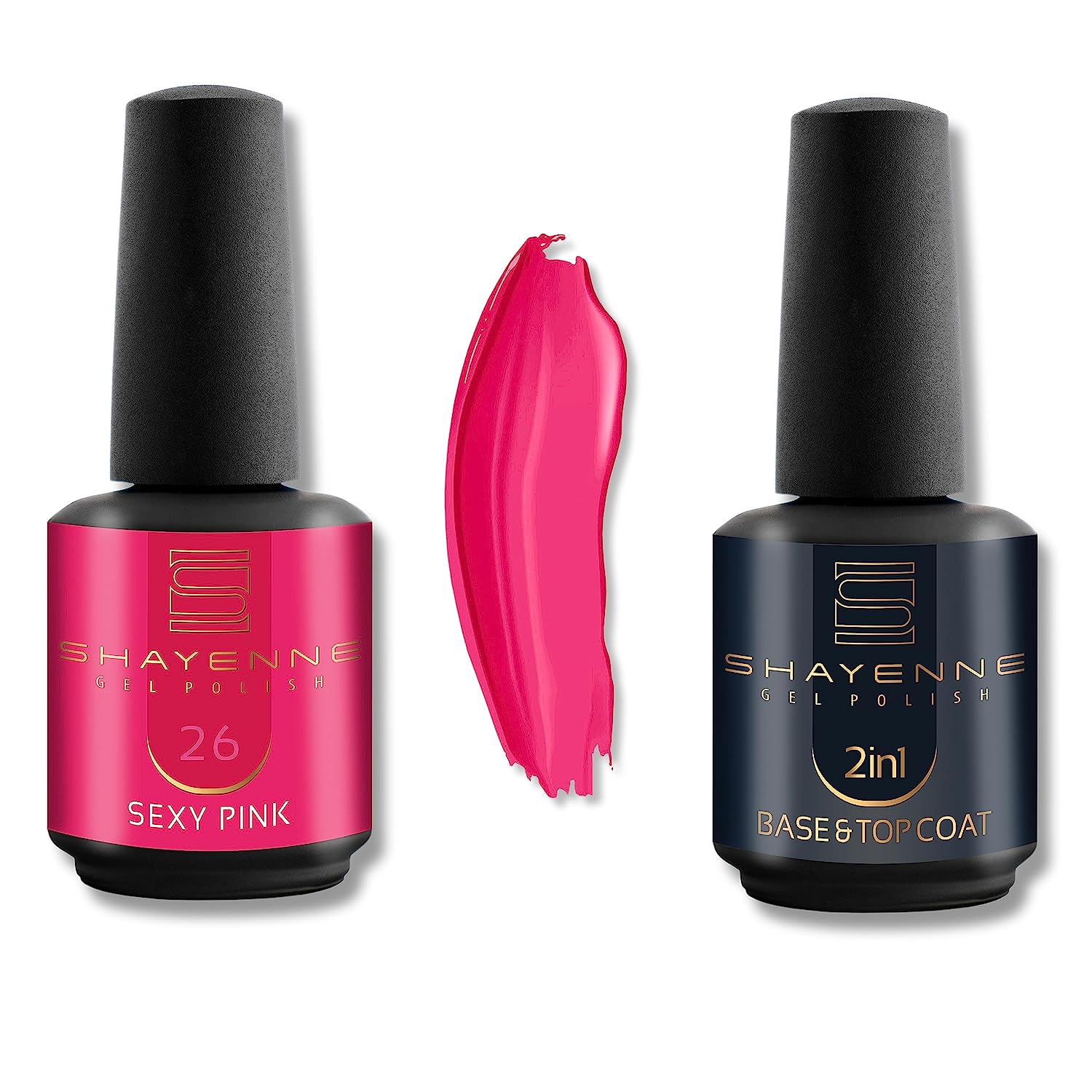 Shayenne uv gel nail polish 26 sexy pink 15 ml set of 2 uv led lamp + 2-in-1 base coat and top coat 15 ml (30 ml) base coat with top coat nail polish gel shellac