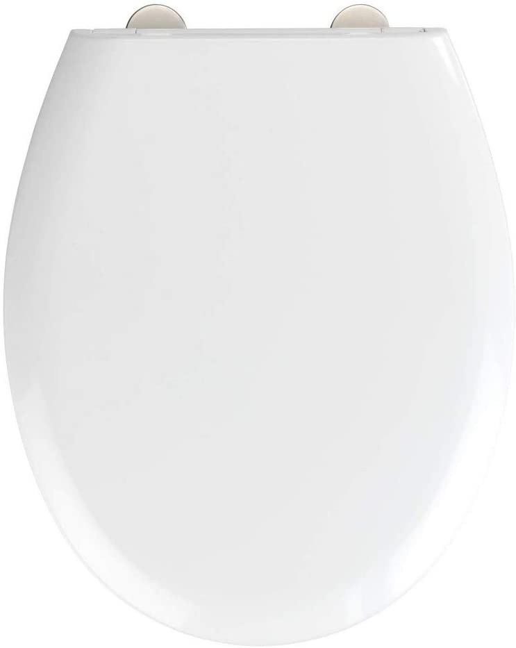 WENKO Rieti Toilet Seat Hygienic Toilet Seat with Soft-Close Mechanism, Sturdy Toilet Lid up to 350 kg, with Fix-Clip Attachment, Made of Anti-Bacterial Duroplast, White