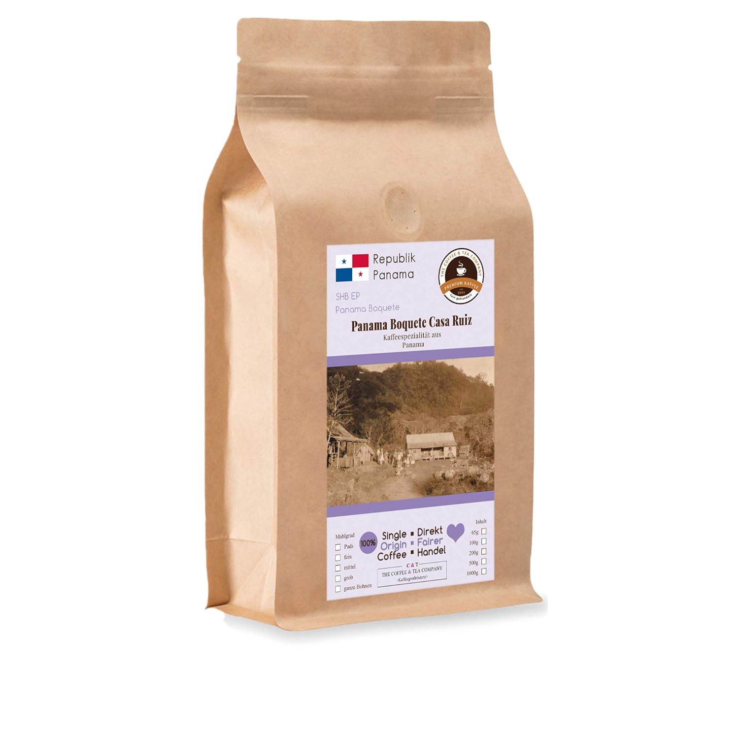 Coffee Globetrotter - Coffee with Heart - Panama Boquete Casa Ruiz - 200 g Very Fine Ground - for Portafilter Machine, Sieving Machine - Top Coffee Fair Trade Supports Social Projects