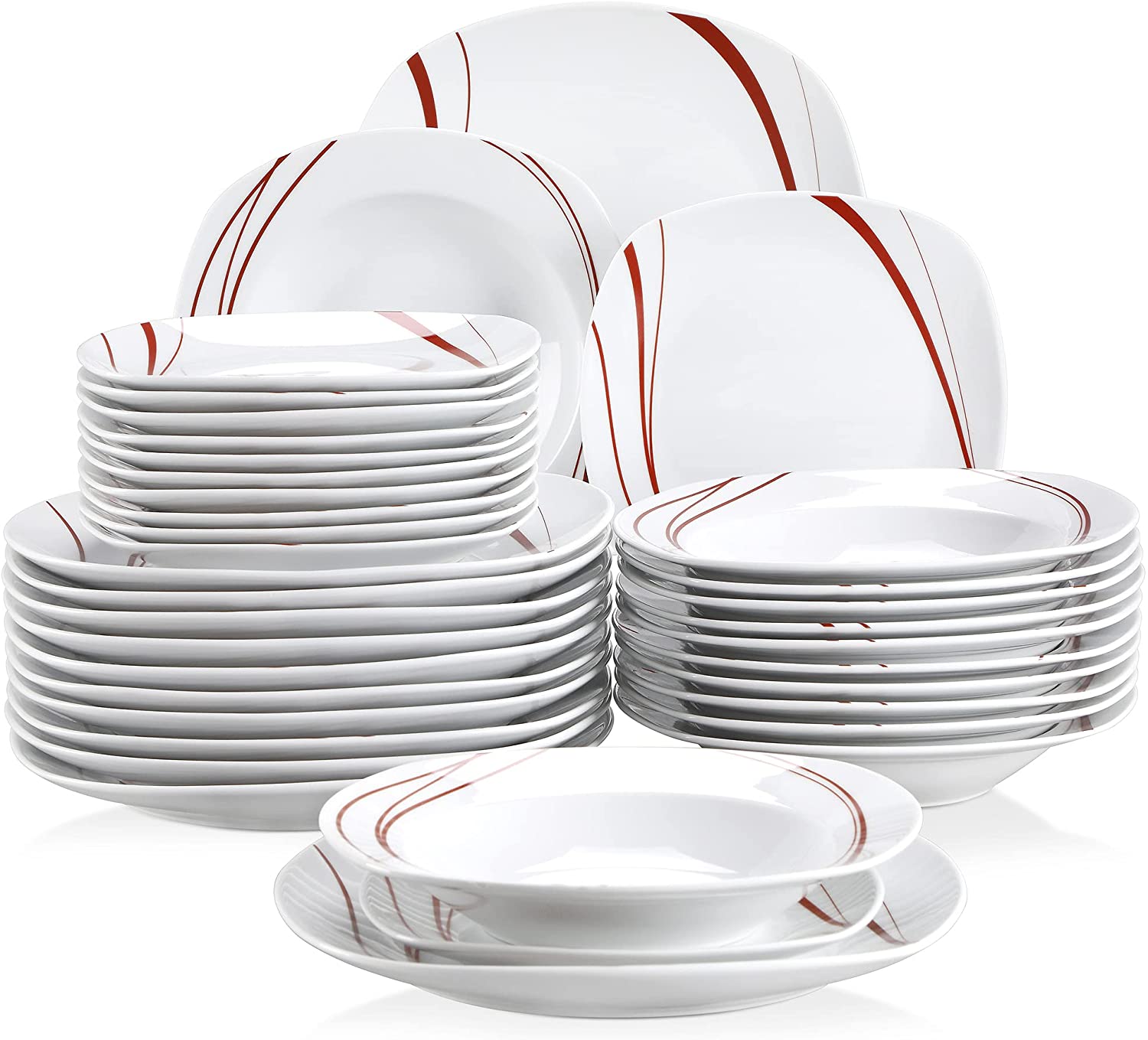 Veweet Bonnie Series Porcelain Dinner Set, 60 Pieces for 12 People