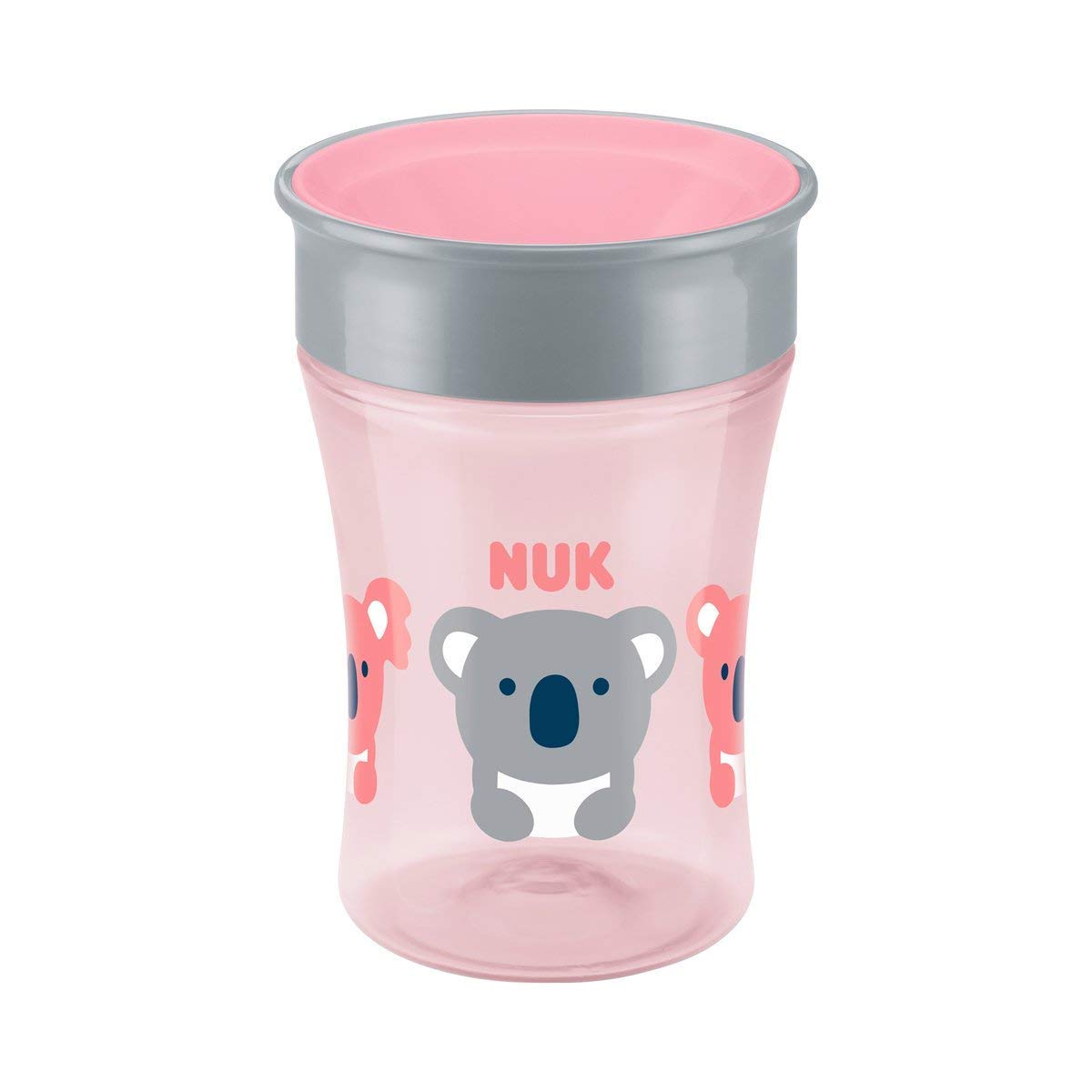 NUK Magic Cup drinking cup, 360 ° drinking rim, leak-proof silicone disc, 8+ months, BPA-free, koala (pink), 230 ml