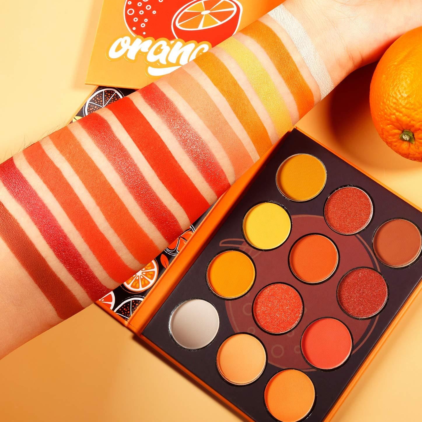 Afflano Eyeshadow Palette Gold Yellow Orange Pigmented Blending Matte Shimmer Warm Makeup Eyeshadow Palette Long Lasting Sunset Autumn Small Eyeshadow for Brown Eyes 12 Colours, ‎sweet