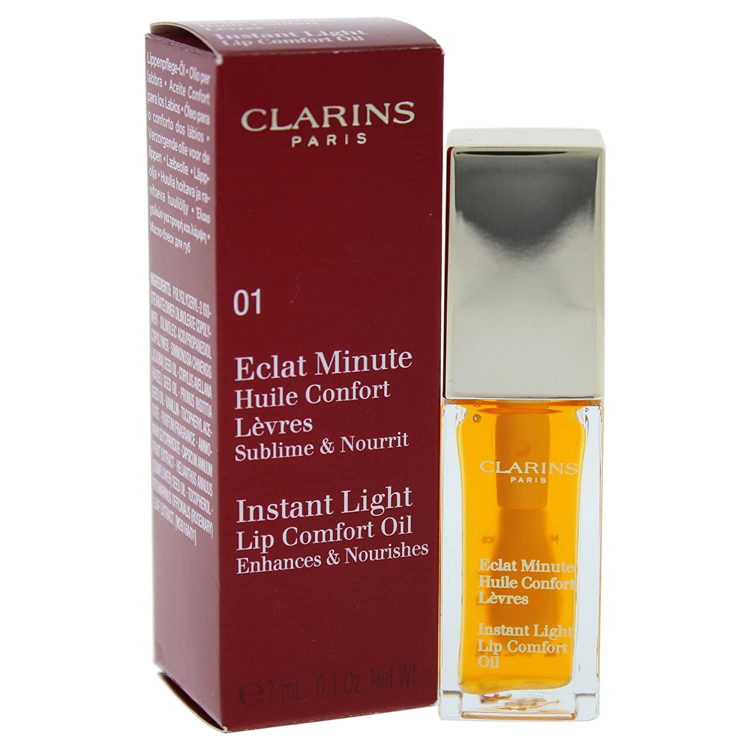 CLARINS Shine Minute Oil Comfort Lips, #01-Honey-Coloured, Pack of 1 (1 x 7 ml)