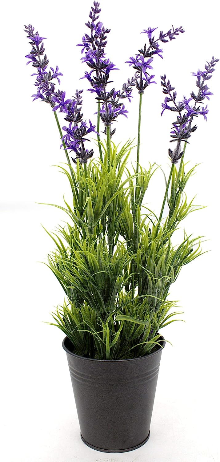 DARO DEKO Artificial Lavender Plant with Metal Pot