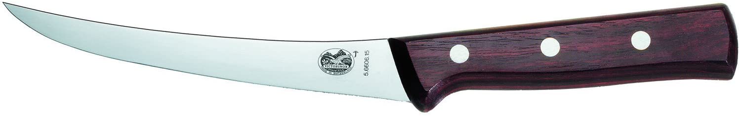 Victorinox Rosewood Boning Knife 15 cm with Wooden Handle Flexible Curved Rustproof Stainless Steel Dishwasher Safe