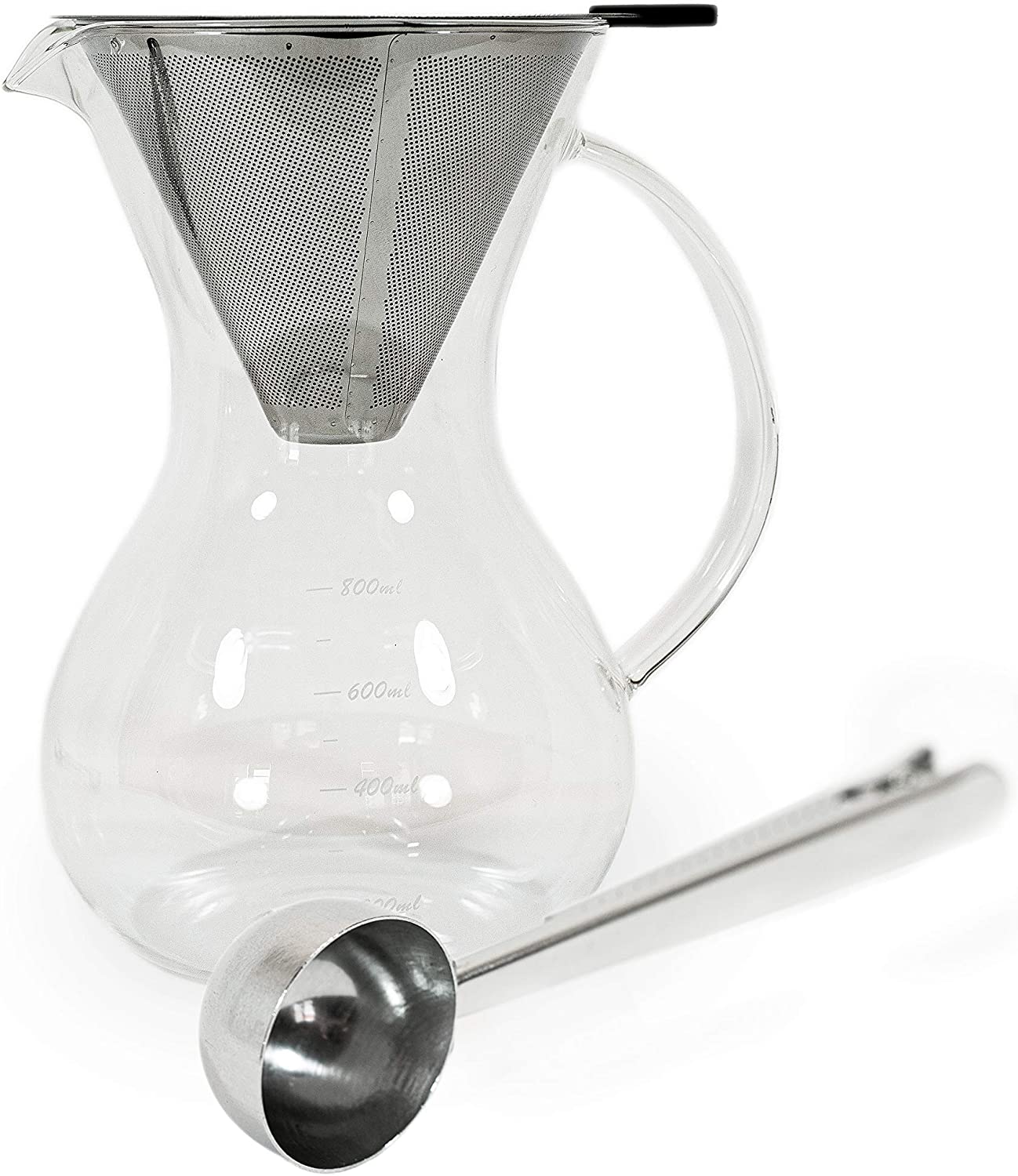 SEÑOR MOKKA Senor Mocha/Coffee Maker/Coffee Maker Glass with Filter + Coffee Spoon/Coffee Measuring Spoon (800 ml)