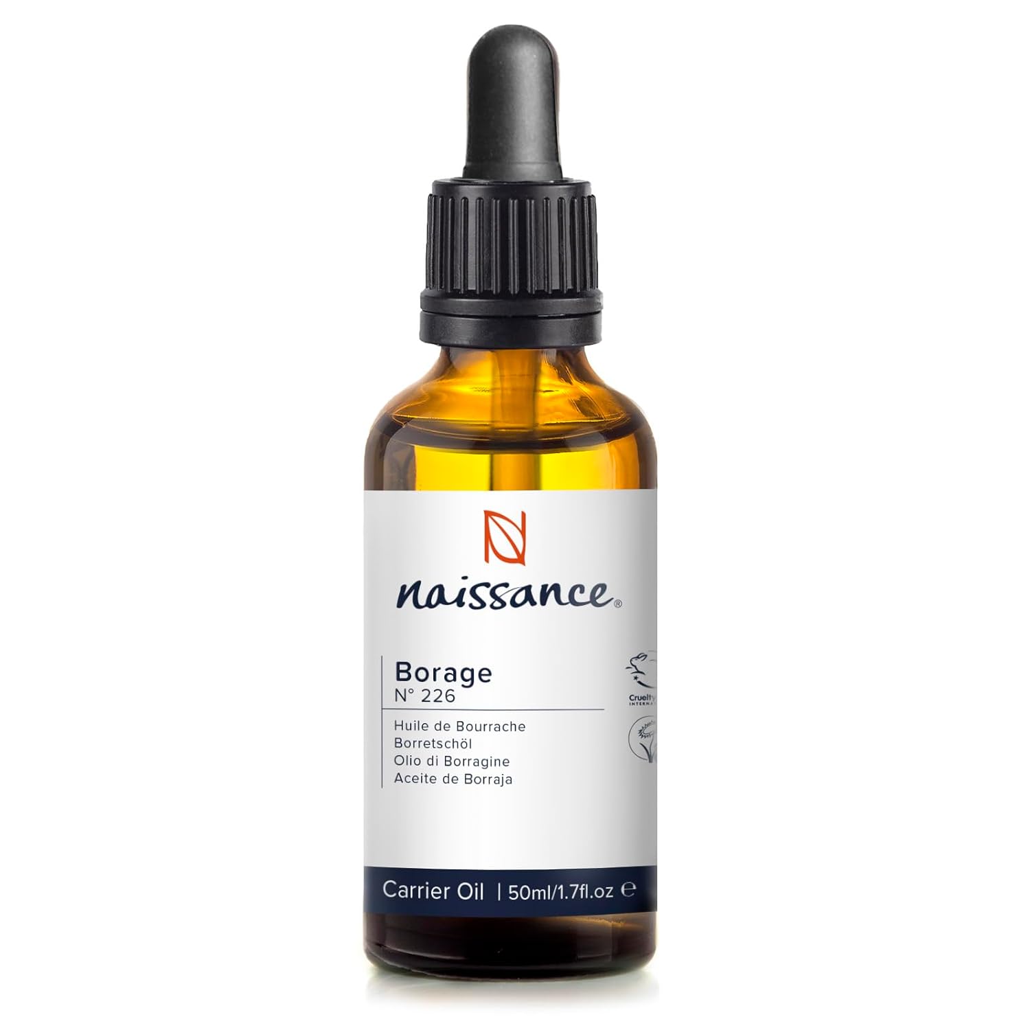 Naissance Borage Oil (No. 226) – 50 ml – Natural Pure, Cold Pressed Borage Oil for Skin, Hair, Body, Face