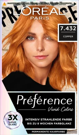 L\'Oréal Paris Préférence Haarfarbe Vivid Colors Copper 7.432, 1 St