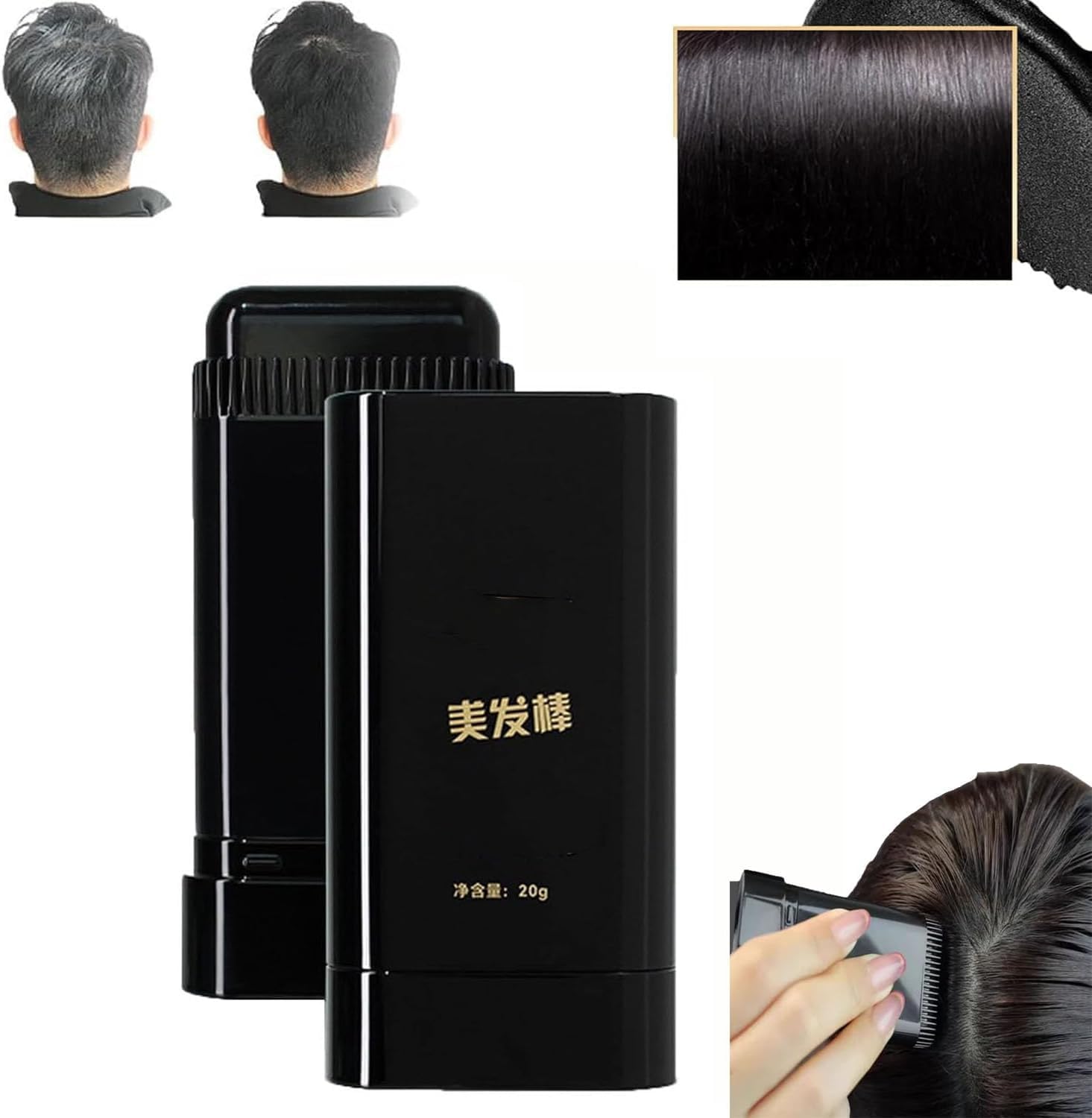 Safe and Practical Comb Hair Dye Comb, Hair Concealer for Combing Hair, Covering Gray Hair, Portable Hair Dye Comb, Quick Touchups (Black, One Size)