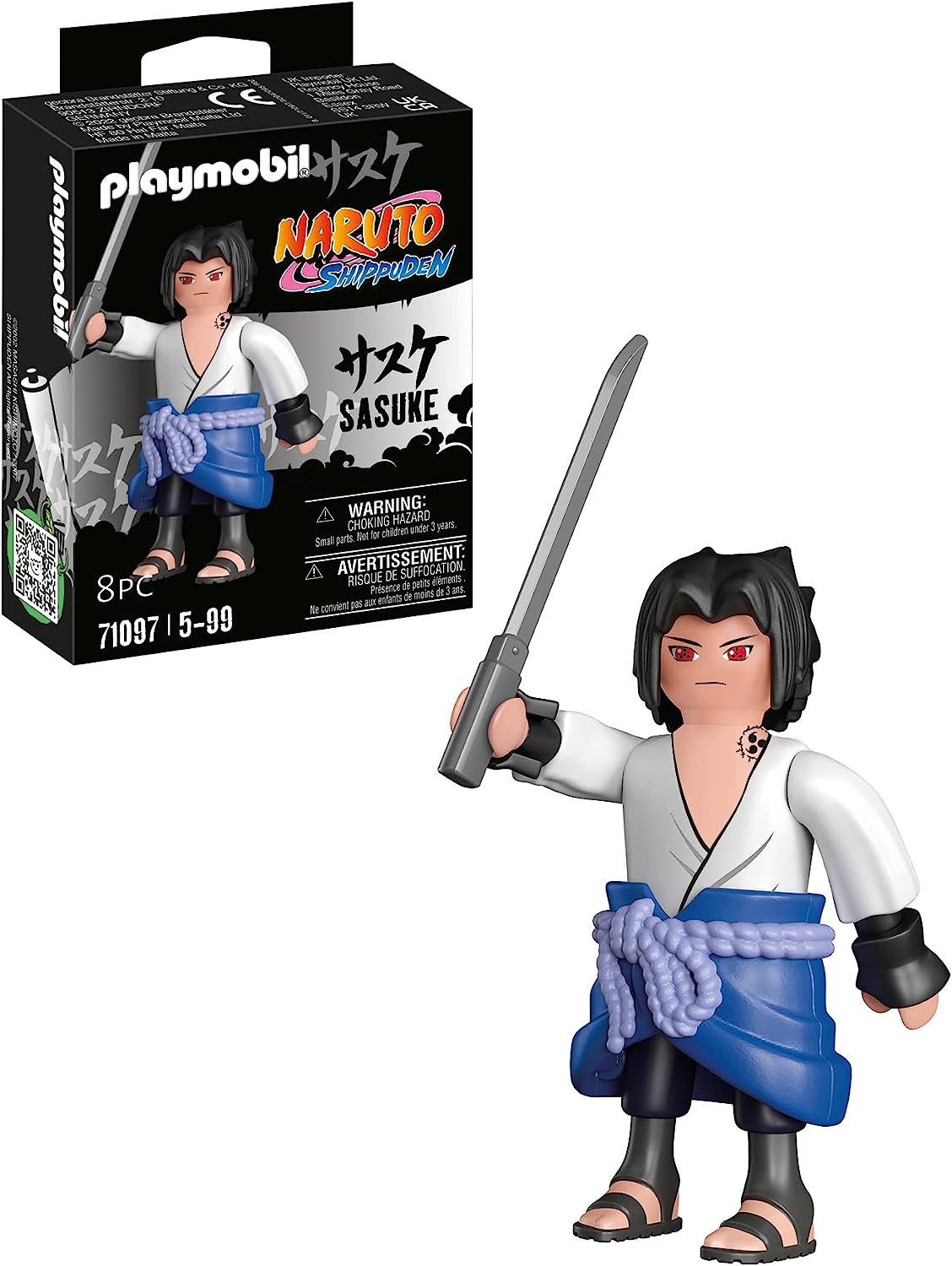 Playmobil Naruto Shippuden 71097 Sasuke with Ninja Sword, Creative Fun for Anime Fans With Great Details and Authentic Extras, 8 Pieces, From 5 Years