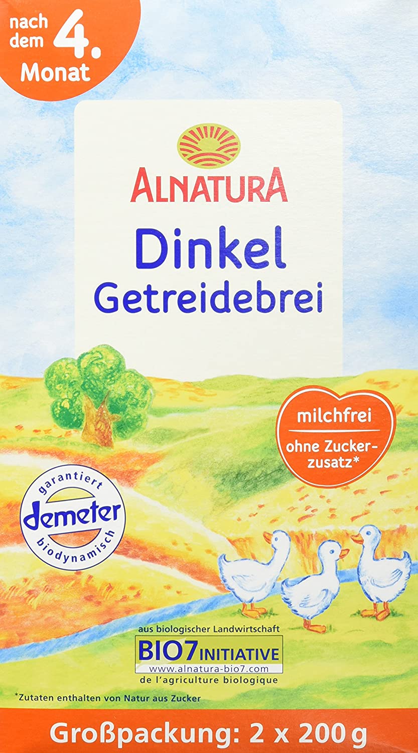 Alnatura Bio Dinkel-Getreidebrei, 4er Pack (4 x 400 g)