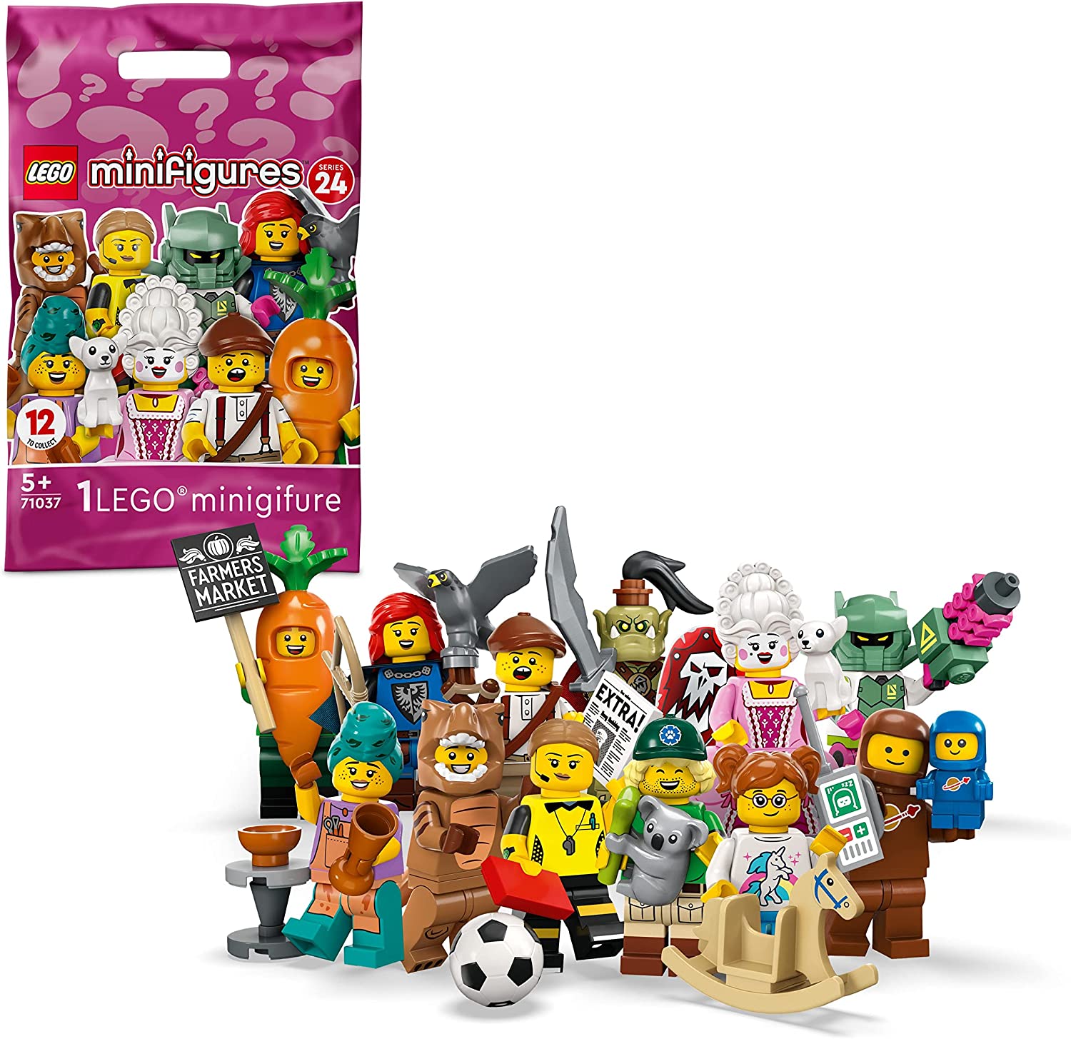 LEGO 71037 Minifigures Series 24 Limited Edition Mystery Minifigures Bag, 2023 Character Set, Collectible Figures with Toy Accessories (1 Style - Random Unit)