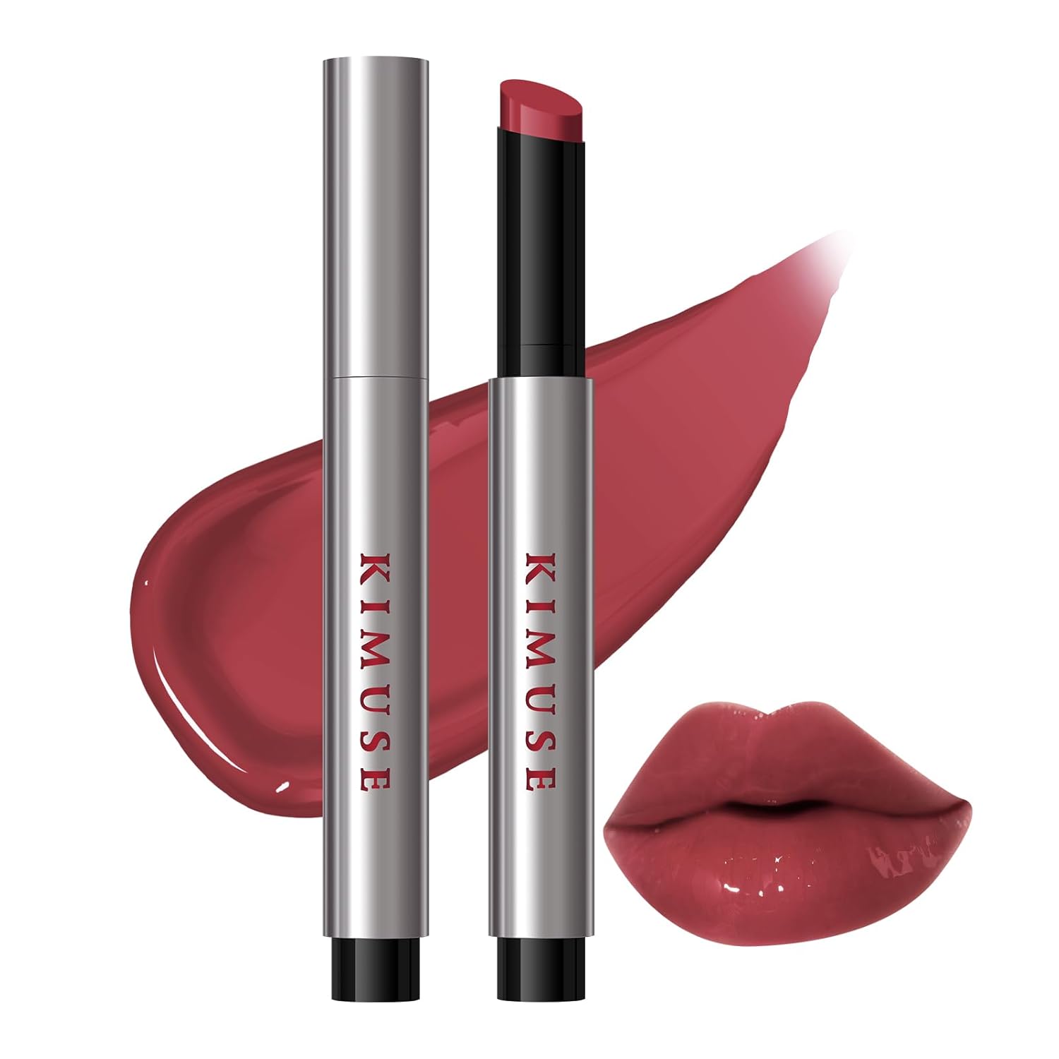 KIMUSE Lip Plumper, Hydrating Korean Lip Gloss, Click Tinted Lip Balm Solid Lipstick for Plumps & Moisturises, Long Wearing All-in-One Lip Plumping, Gloss, Balm