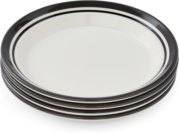 Potter\'s Stripe Side Plates, Black, Set of 4