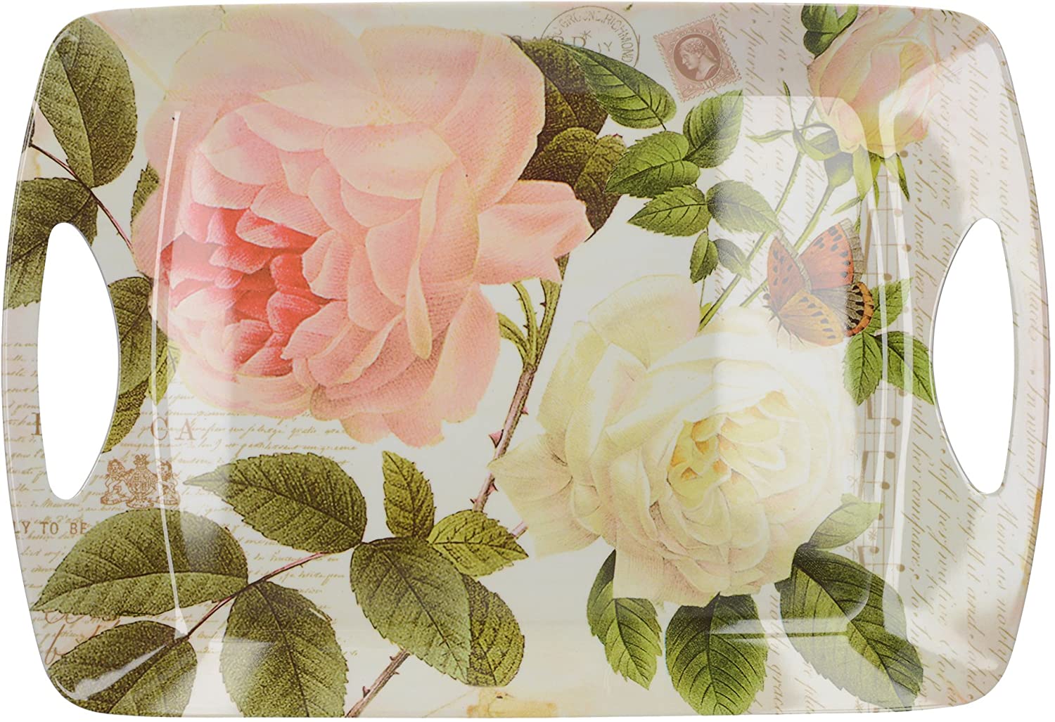 Creative Tops Rose Garden Large Luxury Melamine Serving Tray, Multi-Colour