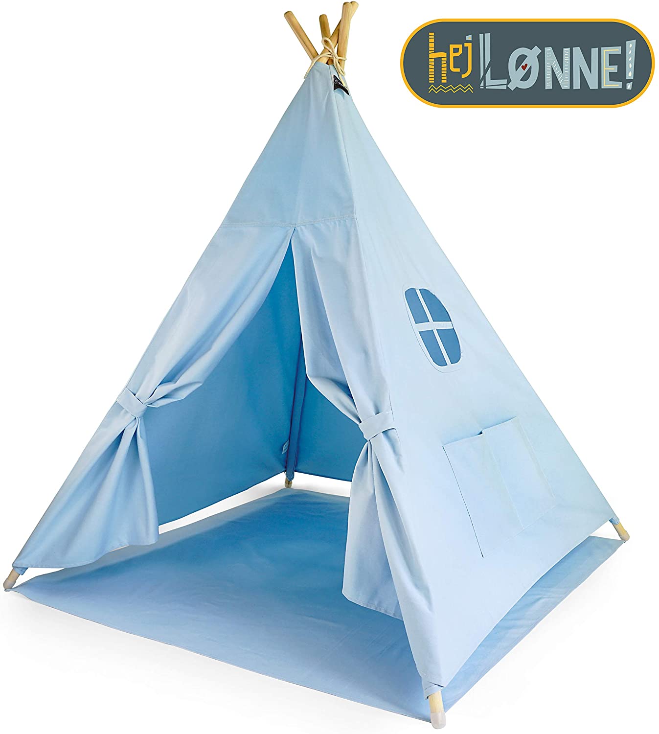 Hej Lønne Teepee Tent For Children – Blue Plain – Childrens Tent Play Tent