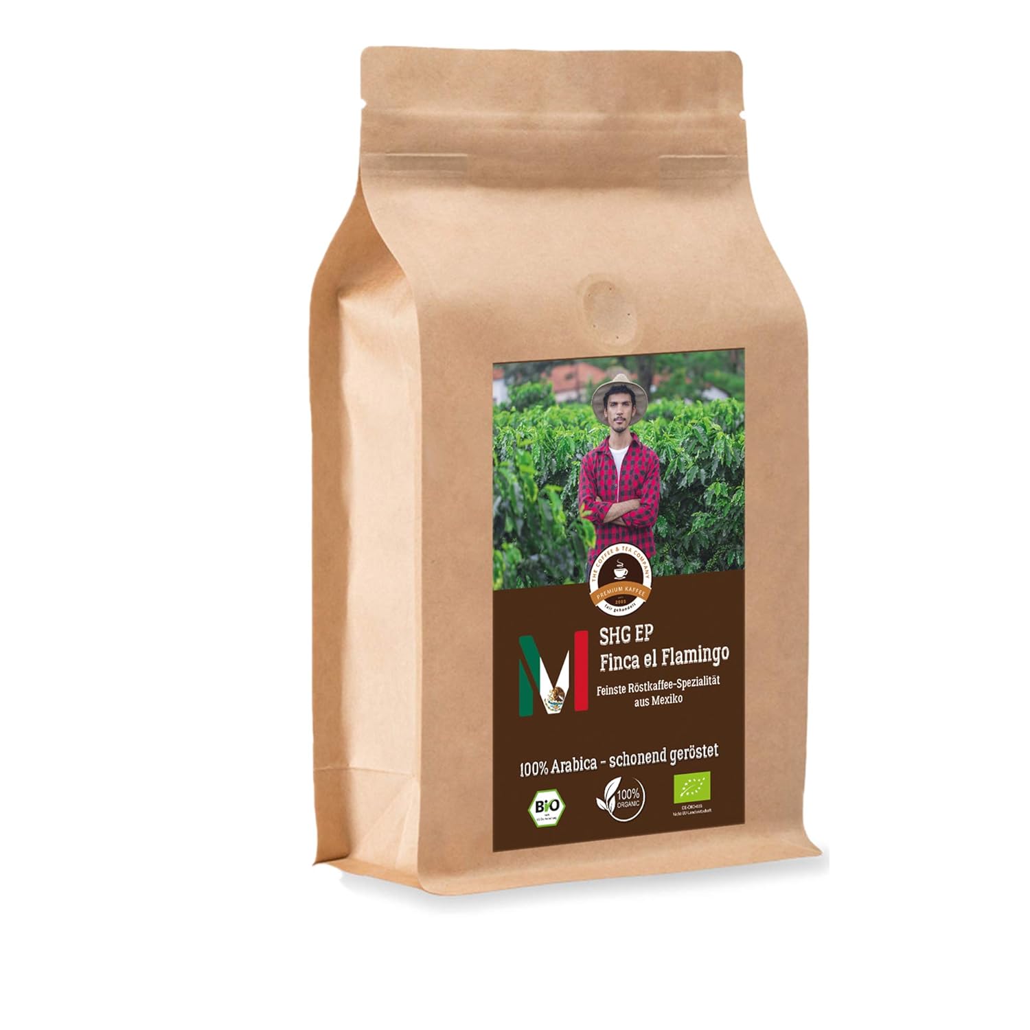 Coffee Globetrotter - Bio Mexico Finca El Flamingo - 200 g Finely Ground - for Espresso Maker, Espresso Machine - Top Coffee - Roasted Coffee from Organic Cultivation