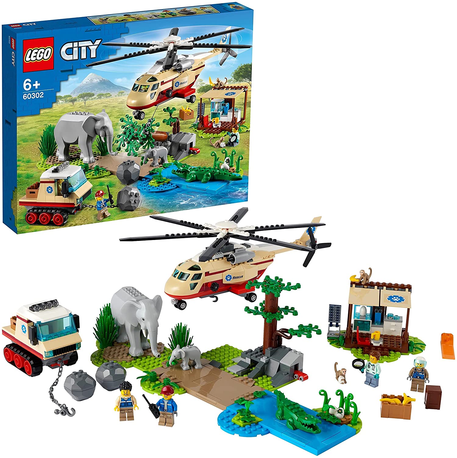 LEGO 60302 City Wildlife Pet Rescue Vet Toy from 6 Years with Helicopter