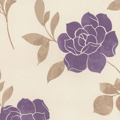 Md29426 – Seide Impressions Floral Rosen Braun, Cremefarben, Violett Galeri
