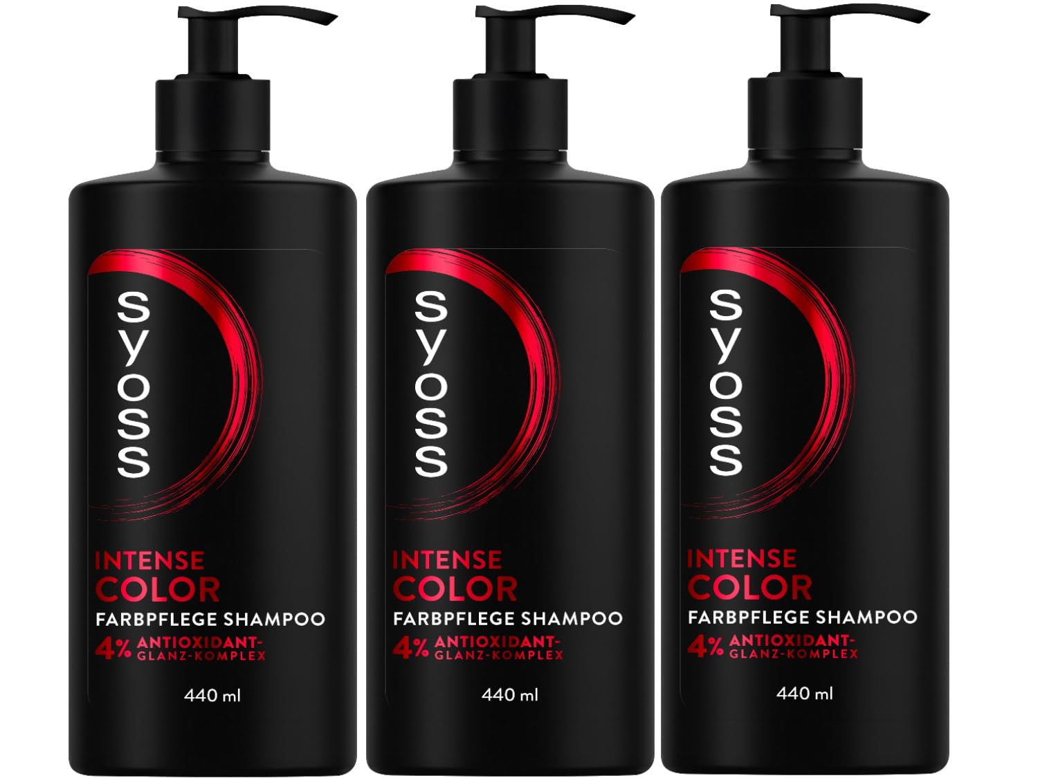 SYOSS Shampoo Intense Color Care Shampoo (3 x 440 ml), Hair Shampoo for Colored, Highlighted and Colored Hair, Gives up to 12 Weeks of Color Protection, Formula with 4% Antioxidant Shine Complex