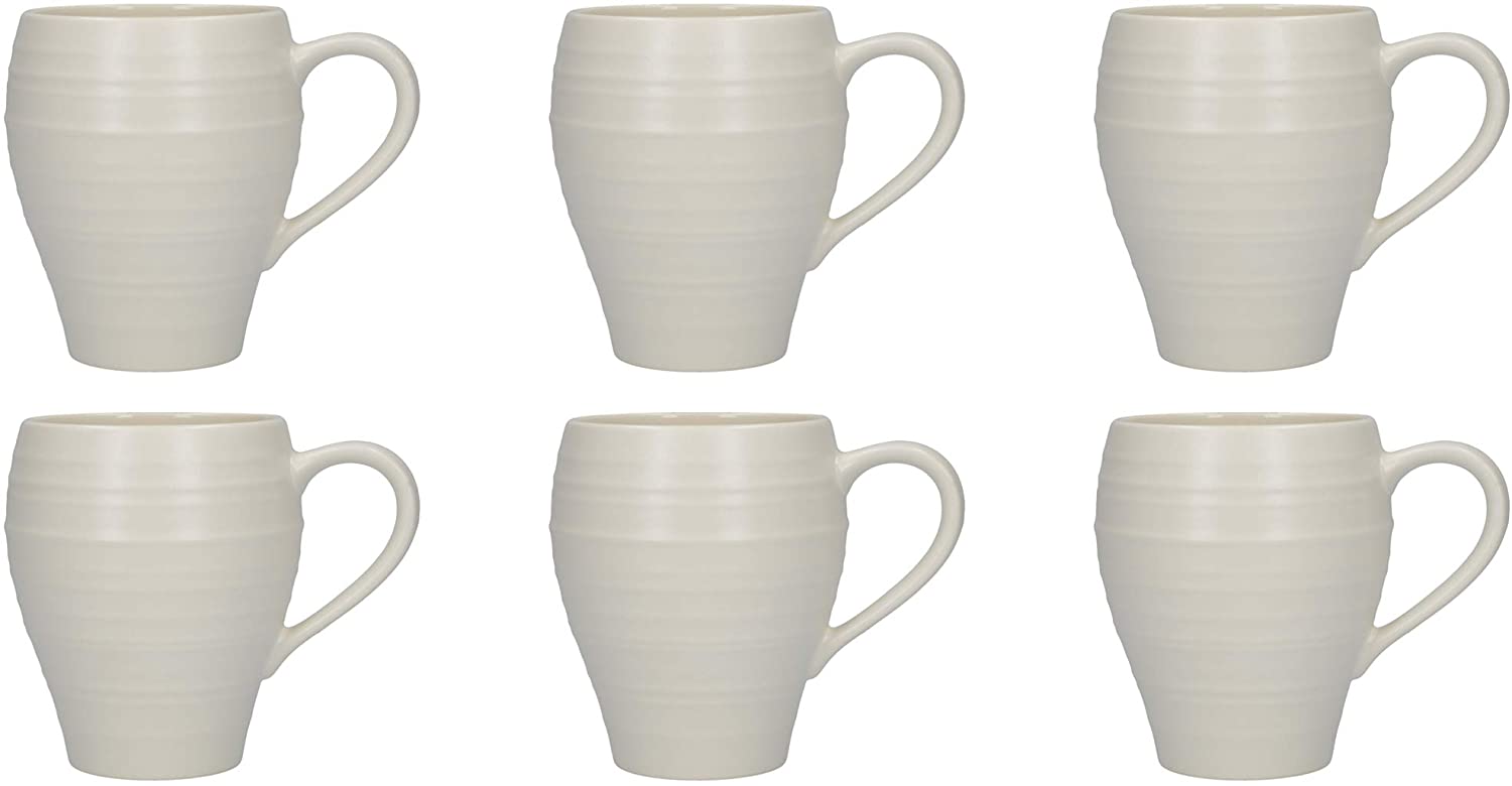 Mikasa 510 ml \'Swirl\' Stoneware Glazed Mug, Set of 6, White