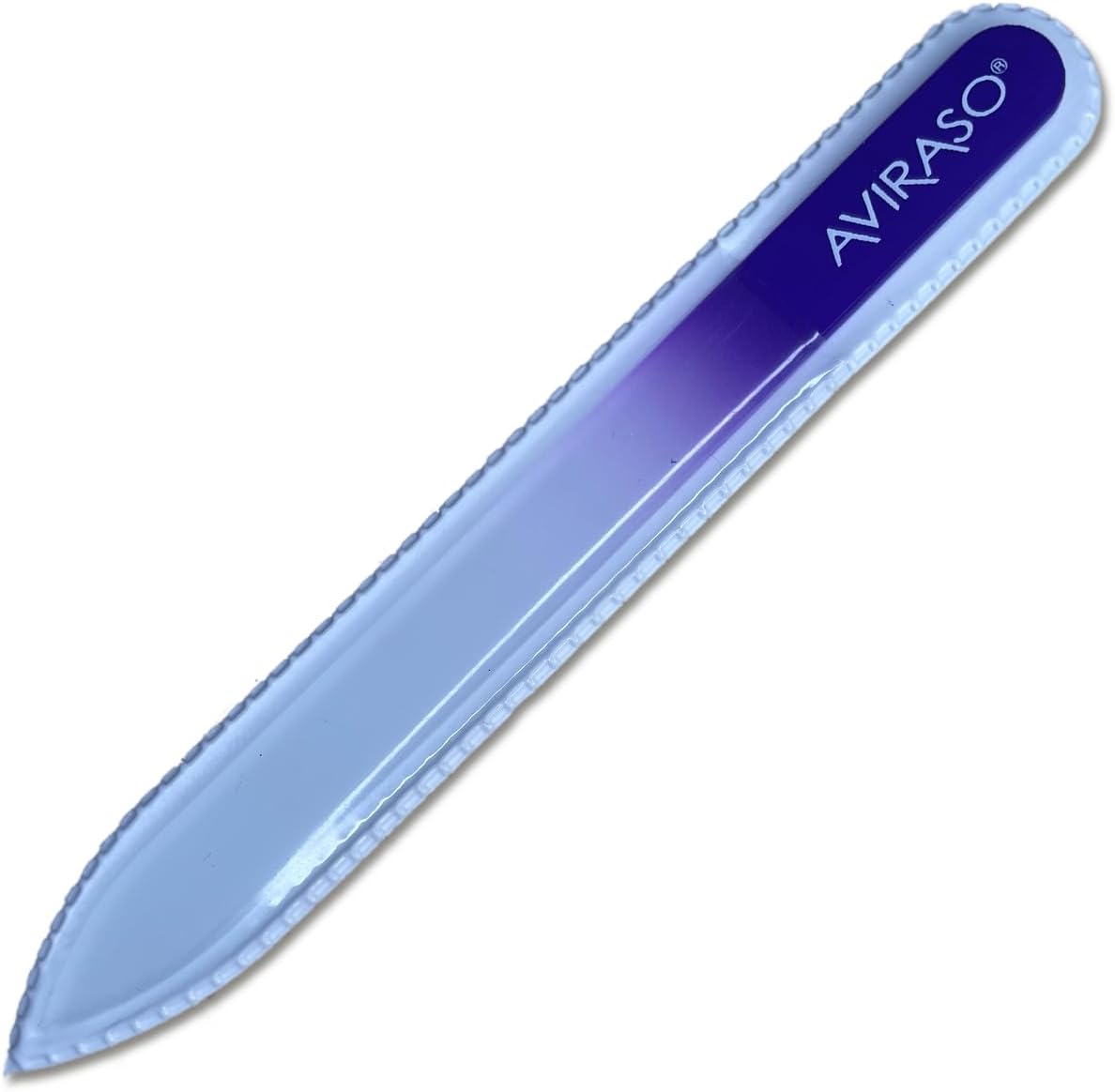 AVIRASO Original Premium Bohemia Crystal Glass Nail File on Both Sides with Protective Cover for All Nails - 14 cm - Manicure - Gentle Precision Files - Glass File Smooths and Protects Nails (Purple)