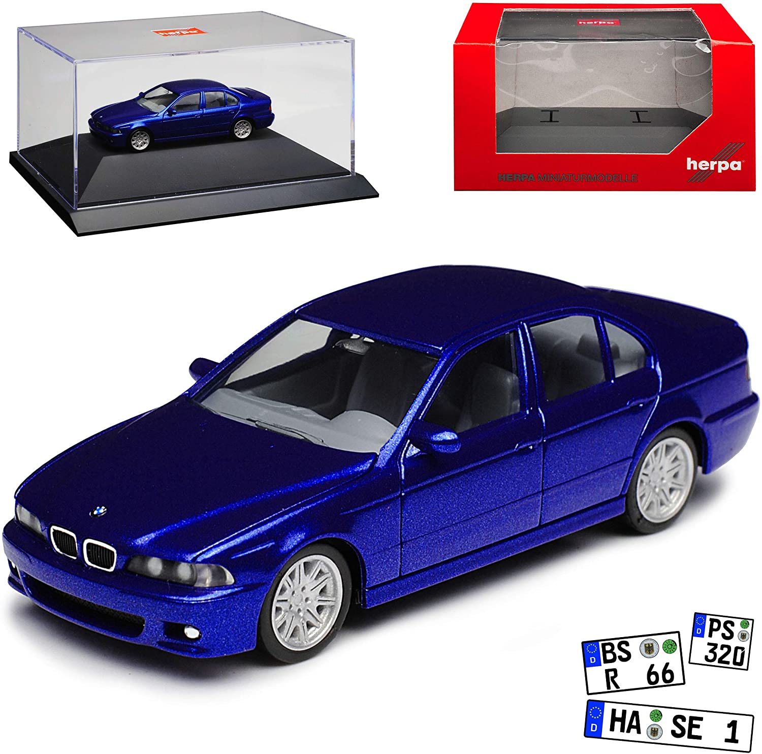 HERPA B-M-W B-M-W 5Er M5 E39 Limousine Monte Carlo Blue Metallic 1995-2004 With Base An