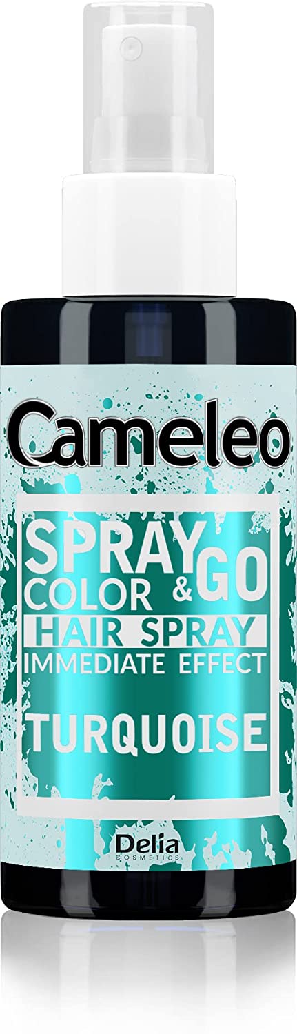 Cameleo - Spray & Go - Hair Colour Spray - Turquoise - For Blonde, Platinum Blonde & Grey Hair - Simply Spray & Ready - Semi-Permanent - Instant Result - Carnival Hair Colour Spray - 150 ml, ‎turquoise