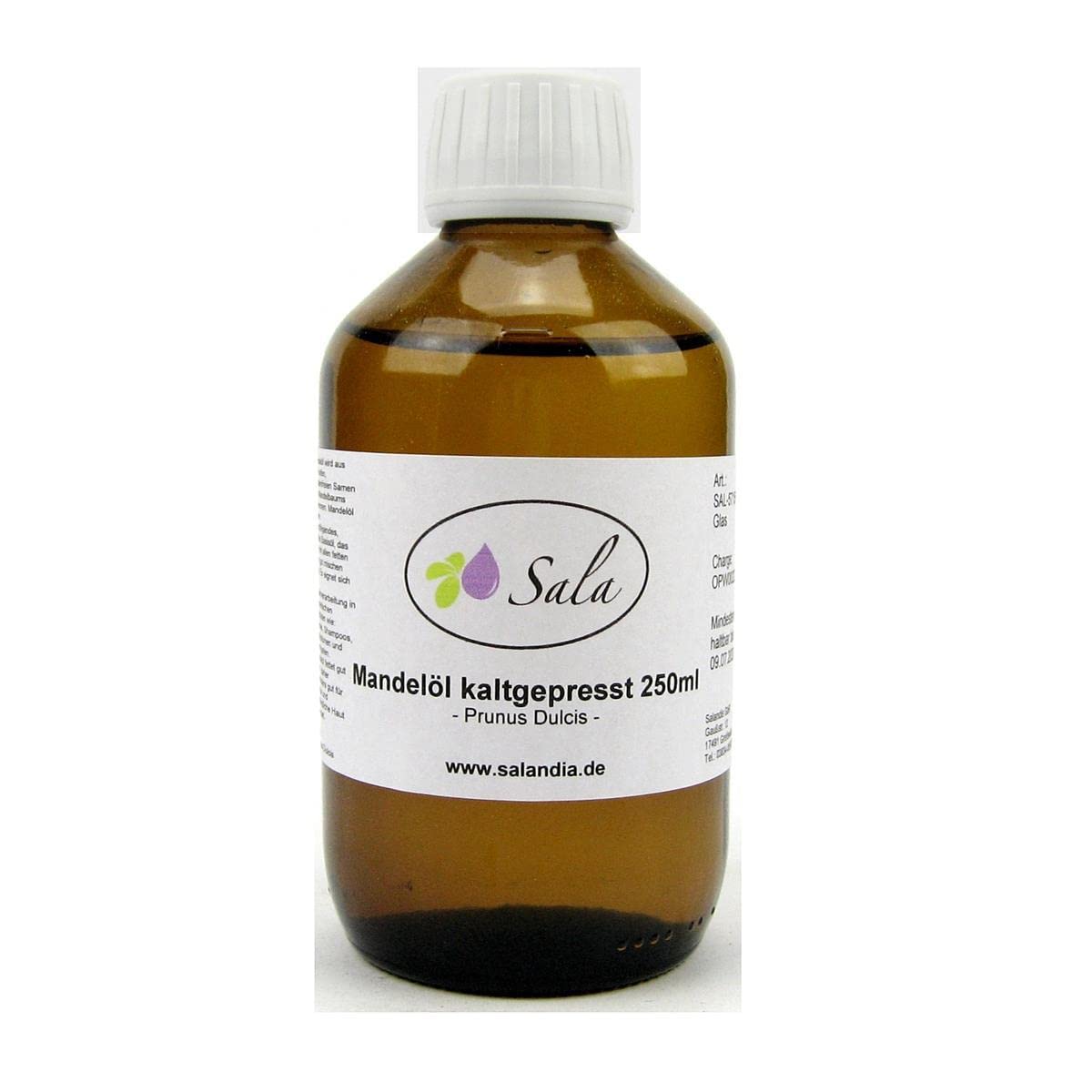 Sala Almond Oil Cold Pressed Prunus Dulcis 250ml Glass Bottle