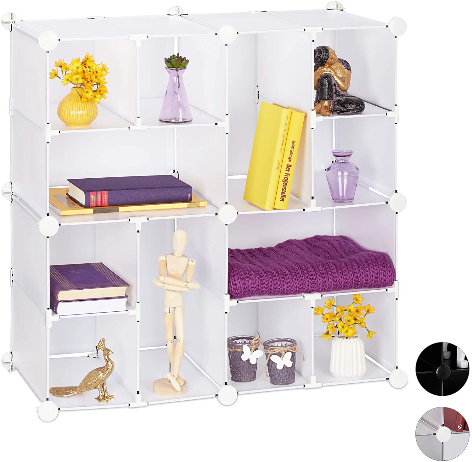 Relaxdays 12 Compartments Open Shelf System Plastic Shelving System 75 X 75
