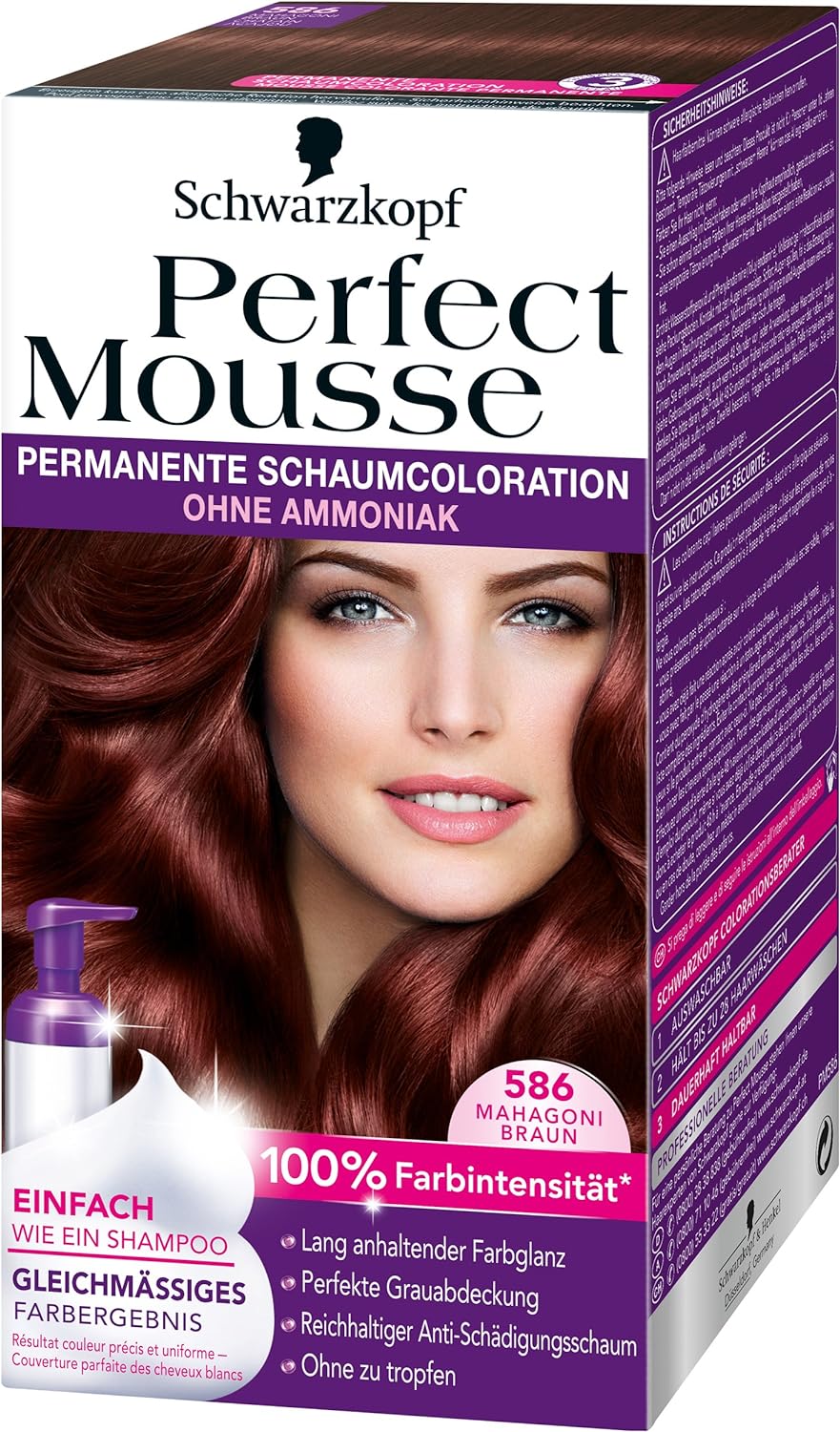Perfect Mousse Permanent Foam Color 586 Mahogany Brown Pack of 3