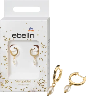 ebelin hoop earrings gold-plated with pearls, 2 pcs