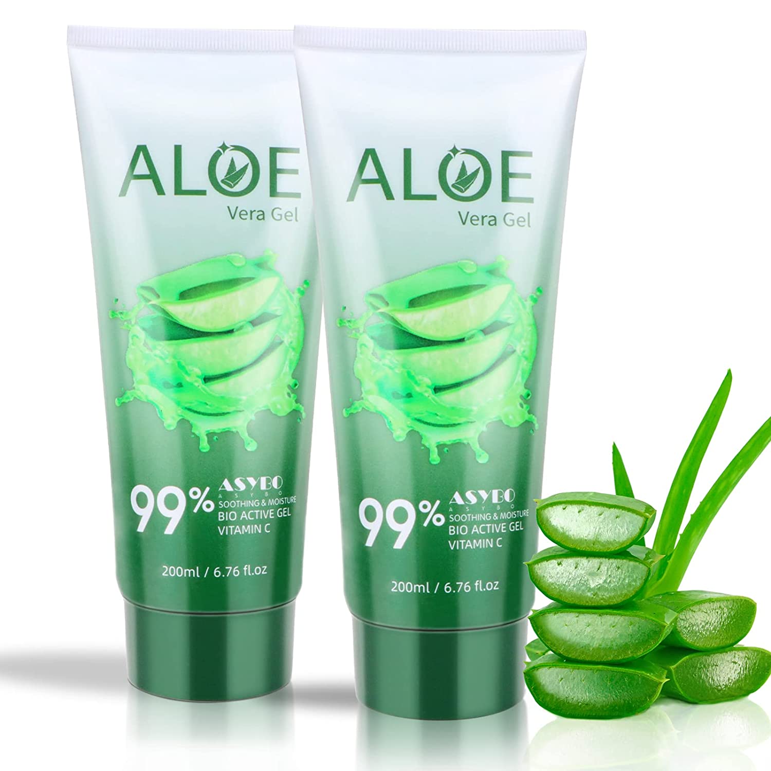 ASYBO 200 ml Aloe Vera Gel - 99% Organic Pure Aloe Vera Hydrating Face & Bo